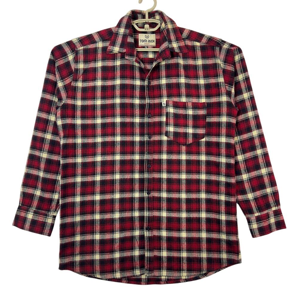 Tom Rich Shirt Mens Plaid Button Up Long‎ Sleeve Size XL
